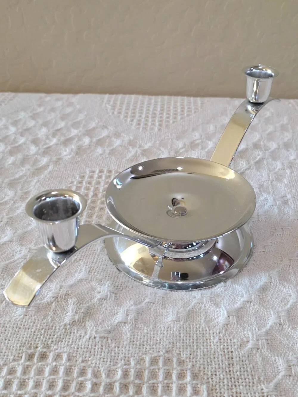 Vintage Silver Wedding Unity Candle Holder Home Decor Pillar Taper Candle Holder